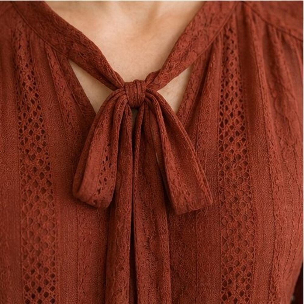 Rust Button Blouse - Picture 4 of 6
